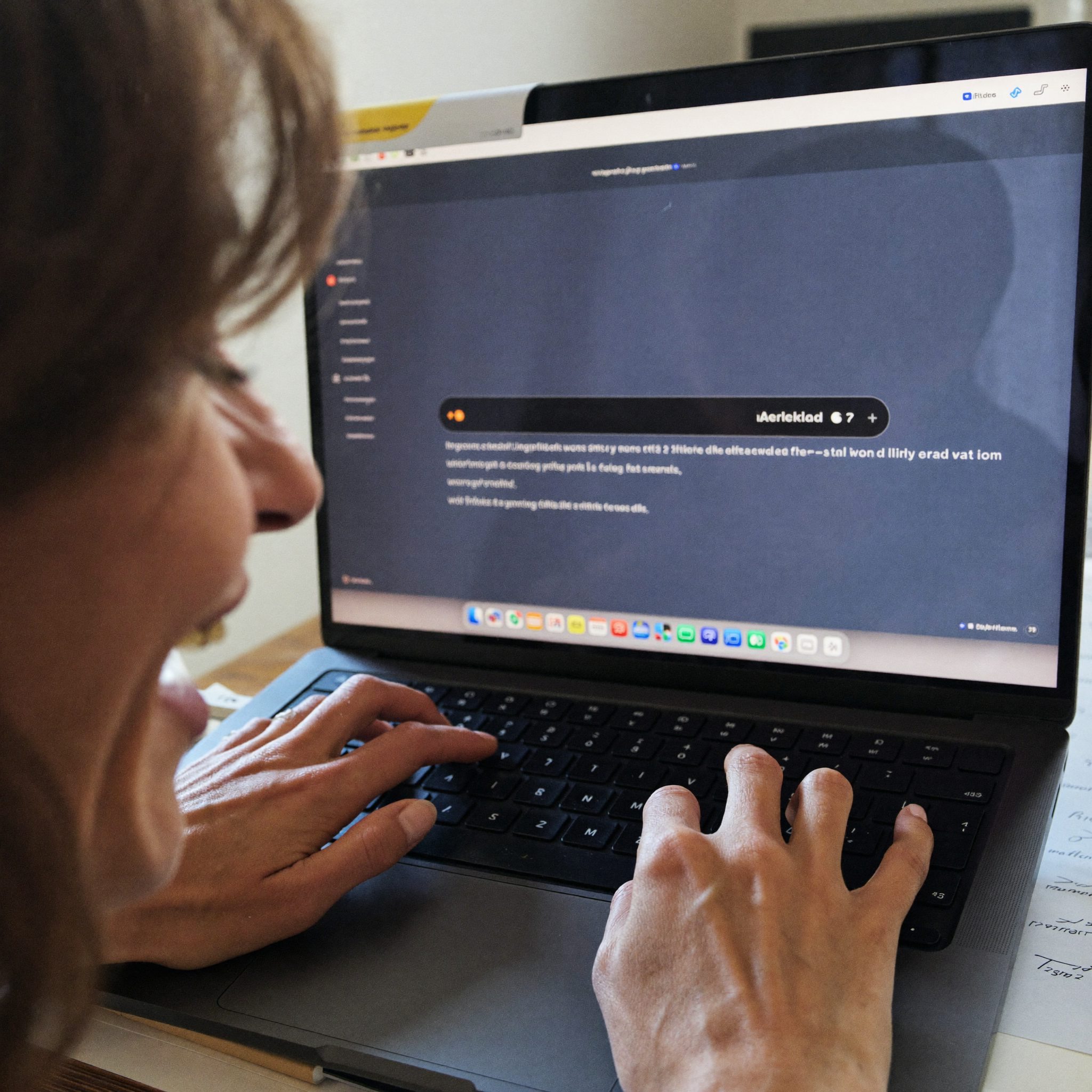 Femme d'une soixantaine d'années échangeant avec un assistant IA sur son ordinateur